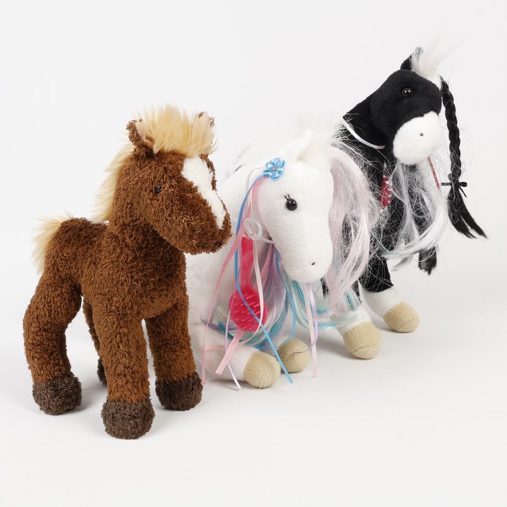 Lot of 3 Douglas Horses Warrior Princess Rainbow Princess Brown Stuffed Plushies